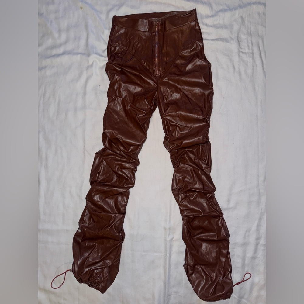 Chic Brown Faux Leather Pants